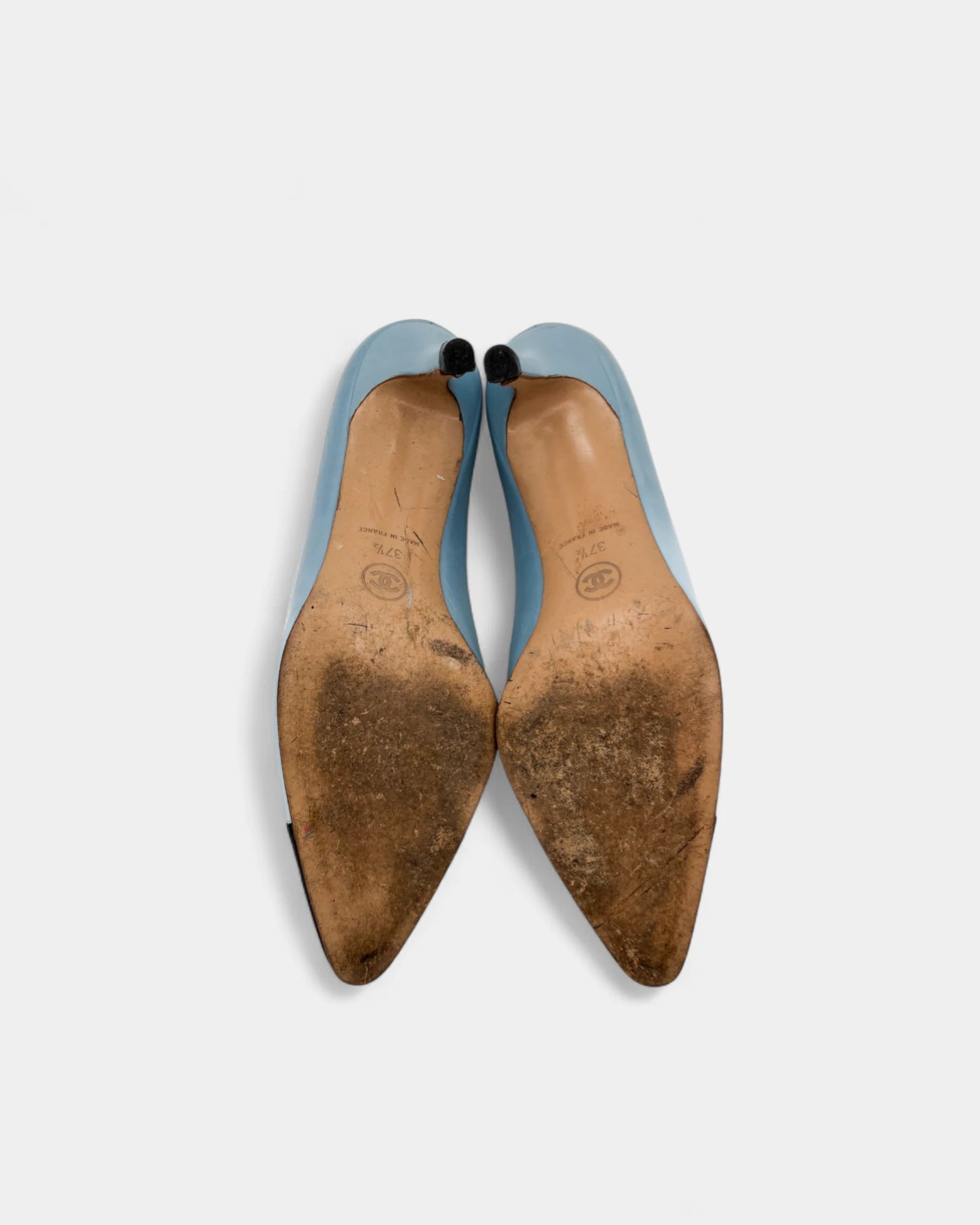 Escarpins bicolore bleu ciel et noir - 37.5 EU / 6.5 US