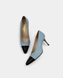 Escarpins bicolore bleu ciel et noir