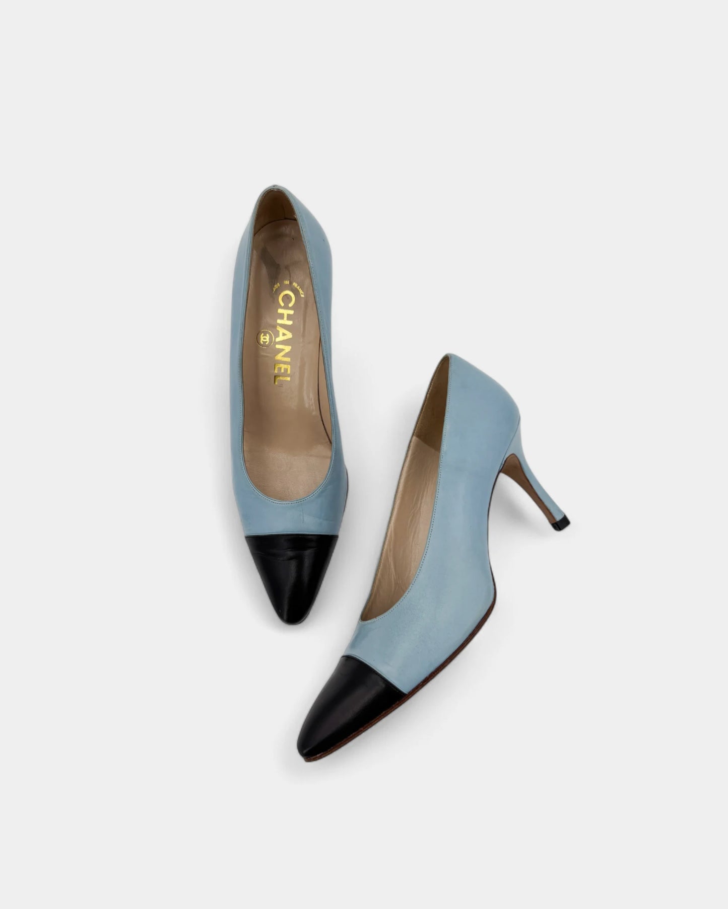 Escarpins bicolore bleu ciel et noir - 37.5 EU / 6.5 US