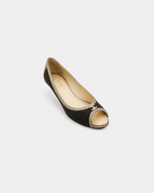 Escarpins marrons brodés - 37 EU / 6 US