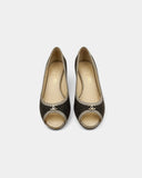 Escarpins marrons brodés