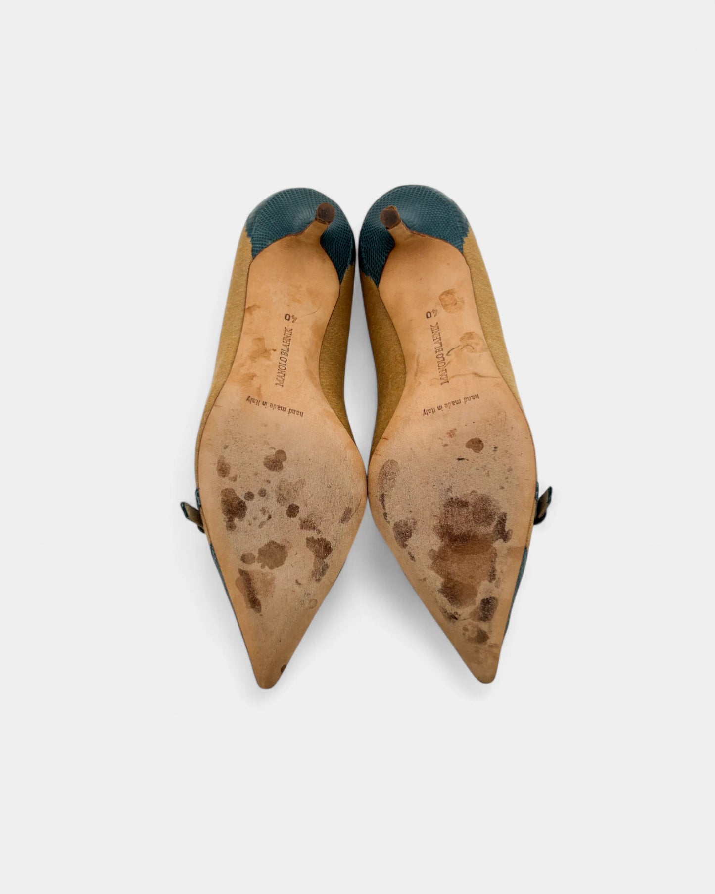 Escarpins beige et bleu - 40 EU / 9 US