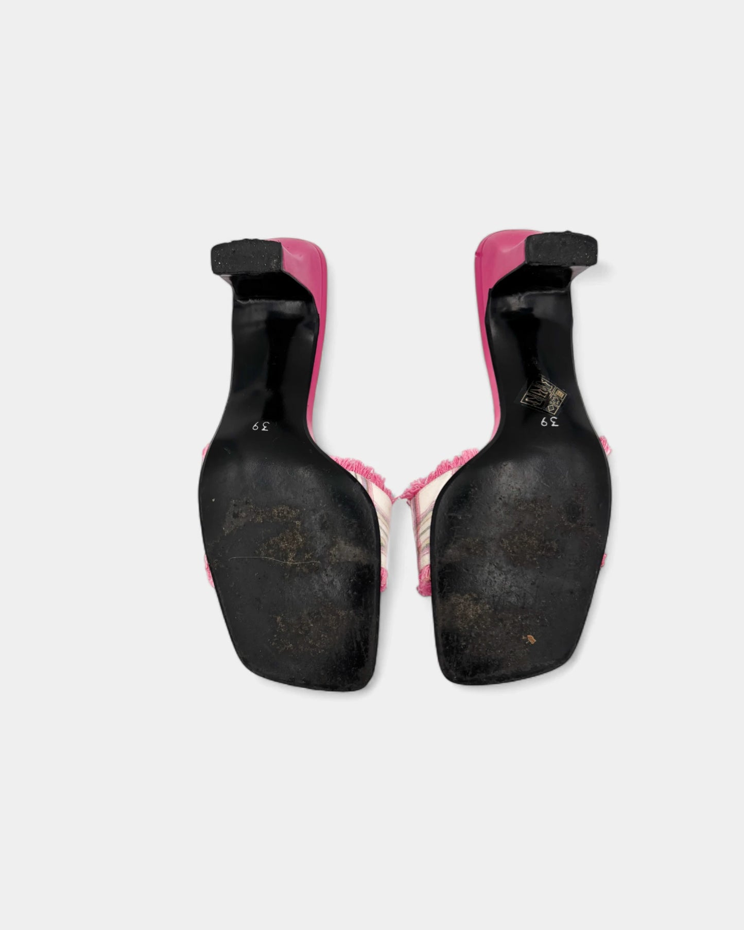 Mules roses tartan - 39 EU / 8 US