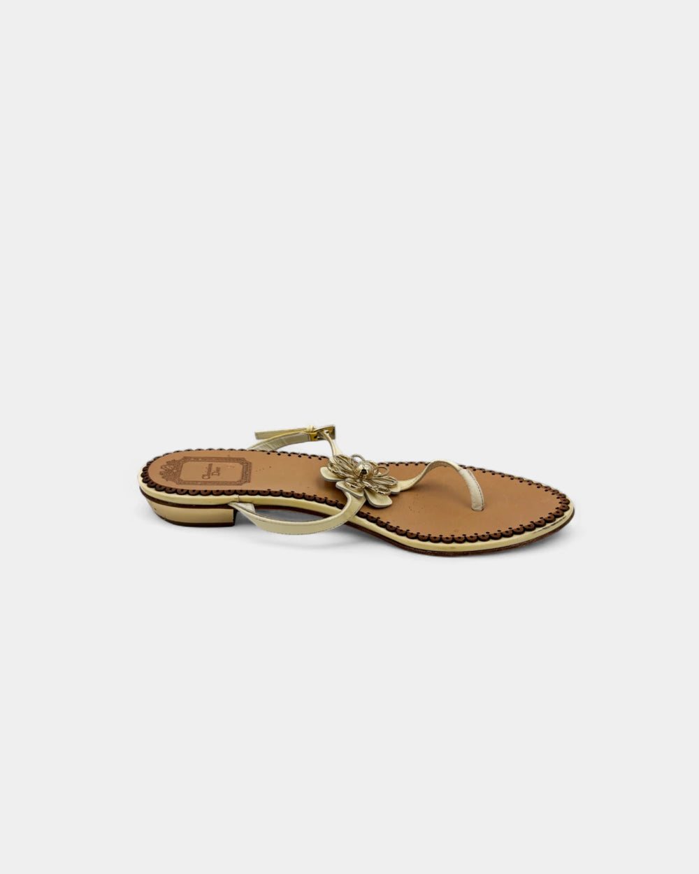 Sandales dorées fleurs - 37 EU / 6 US