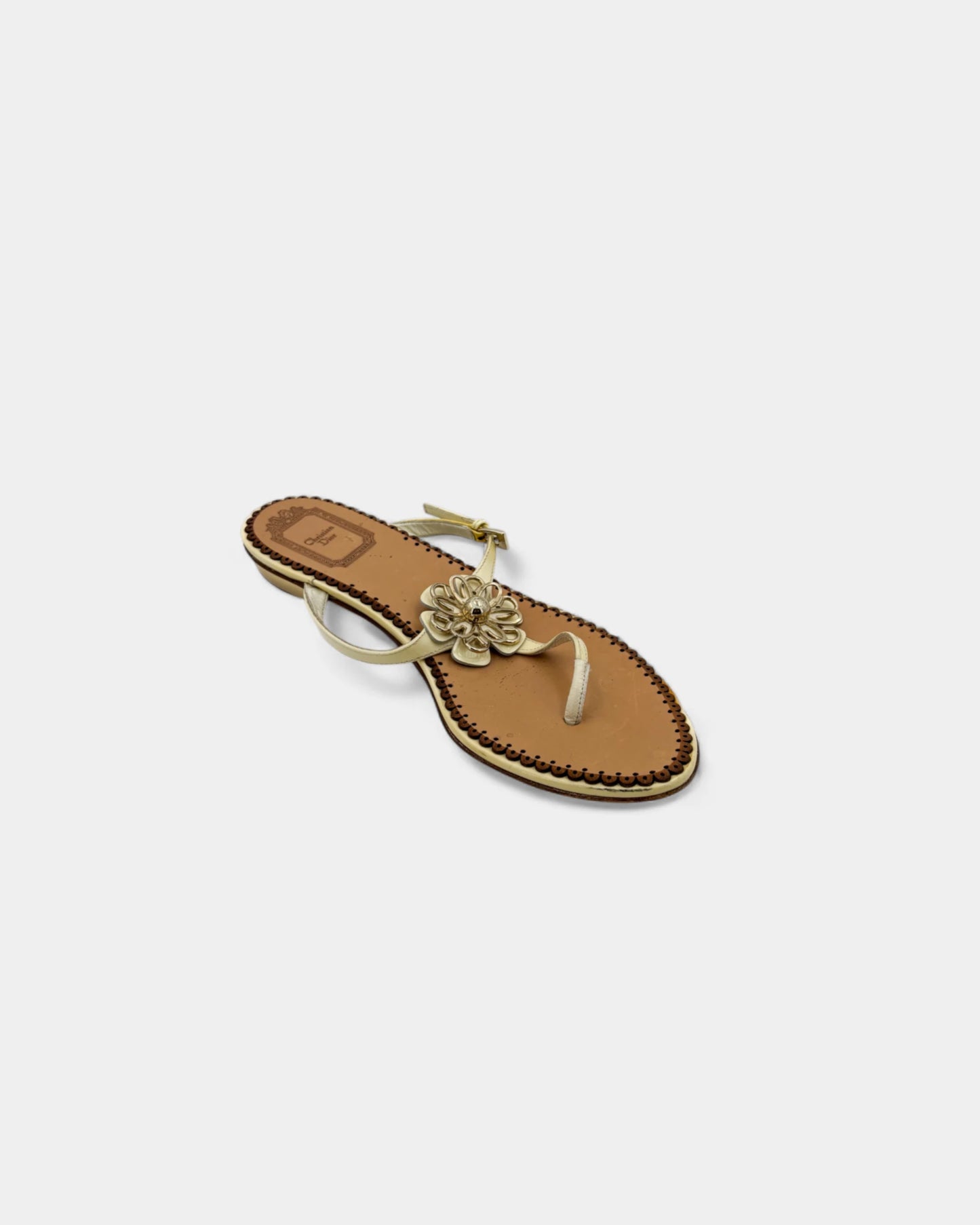 Sandales dorées fleurs - 37 EU / 6 US