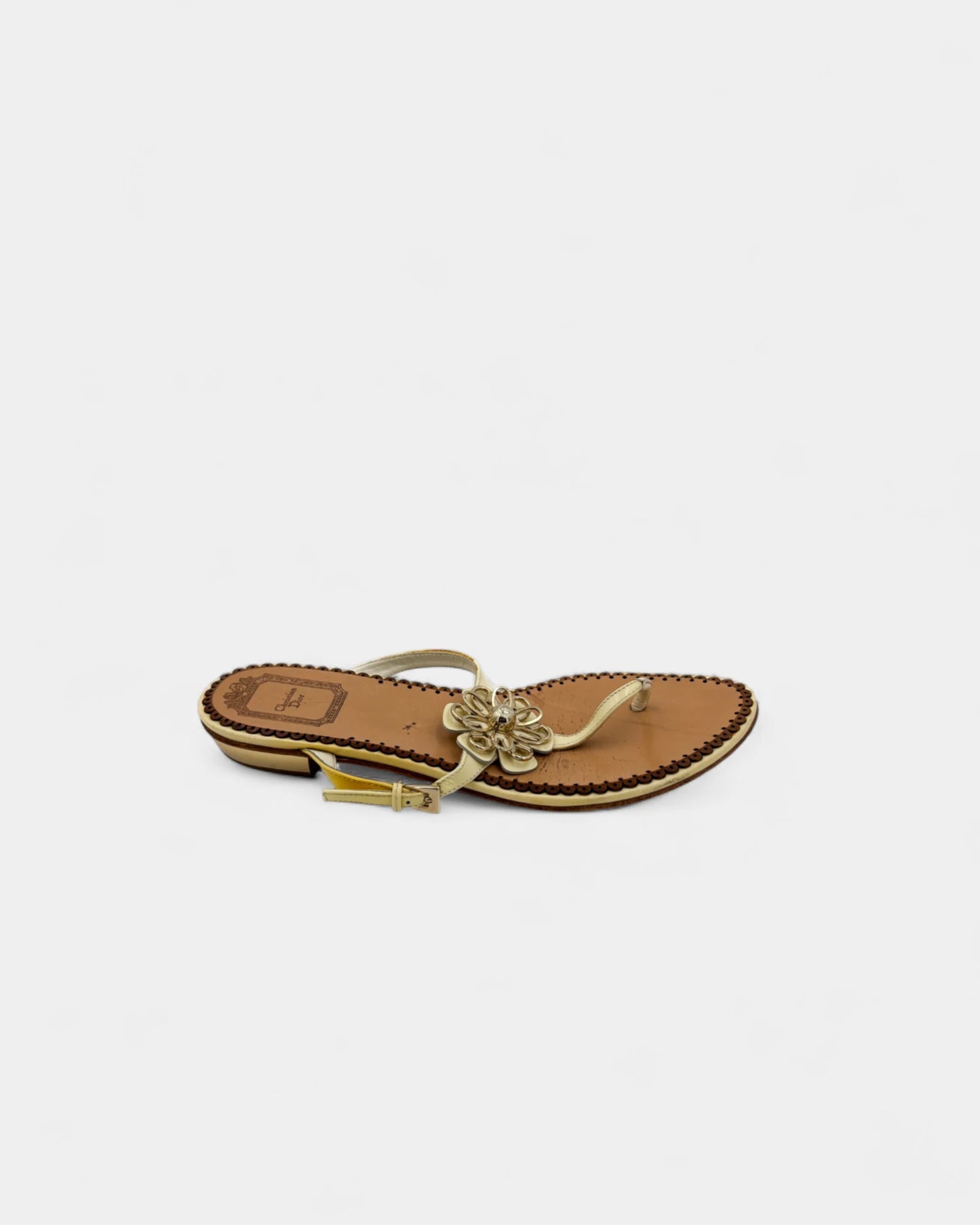 Sandales dorées fleurs - 37 EU / 6 US