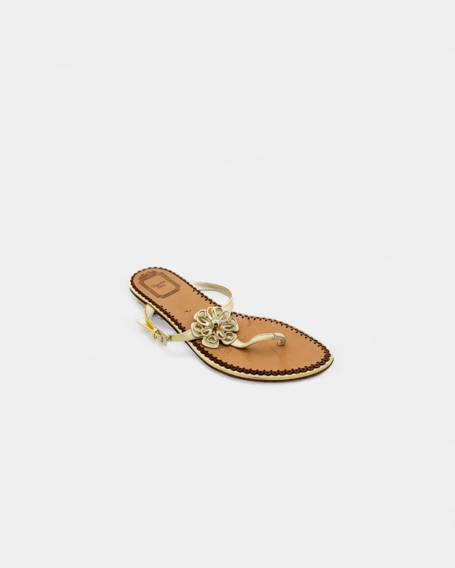 Sandales dorées fleurs - 37 EU / 6 US