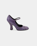 Purple pumps with a rounded toe