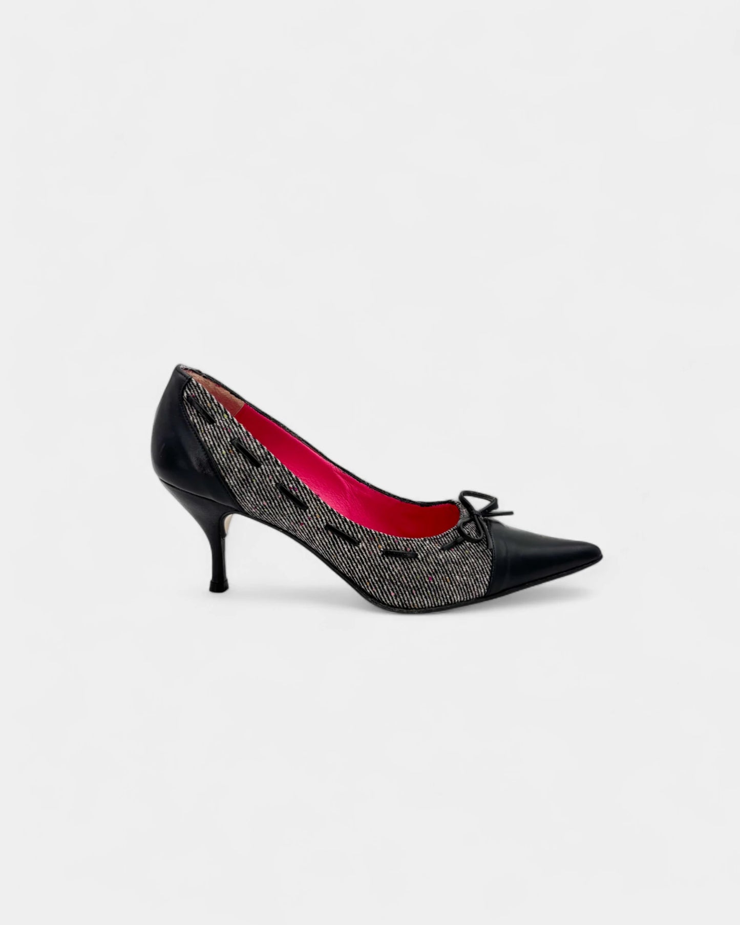 Escarpins tissu rose et noir - 39 EU / 8 US