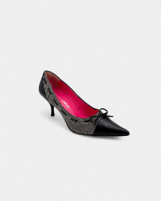 Escarpins tissu rose et noir - 39 EU / 8 US