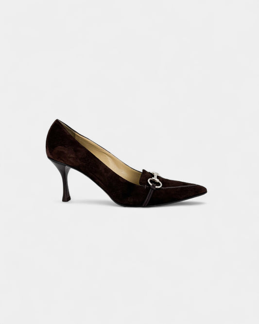 Escarpins daim marron
