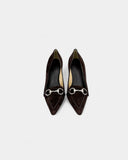 brown suede pumps