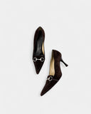 brown suede pumps