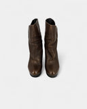 Bottines en cuir marron à talons compensés