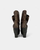 Bottines en cuir marron à talons compensés