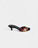 Black multicolored sandals with rhinestones
