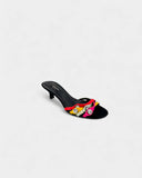 Black multicolored sandals with rhinestones