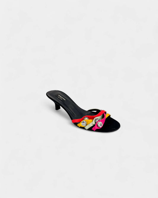 Sandales noires multicolores à strass - 36.5 EU / 5.5 US