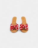 Wooden mules with red polka dots
