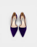 purple suede pumps