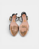 Black python-effect leather heeled sandals