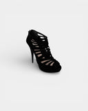 Black suede stiletto heels