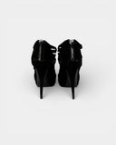 Black suede stiletto heels