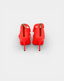 Orange strappy sandals with heel