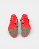 Orange strappy sandals with heel