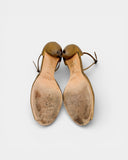 Gold leather ankle-strap pumps