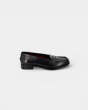 Black leather loafers