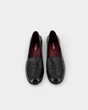 Black leather loafers