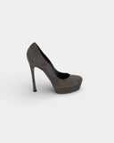 Grey suede heeled pumps