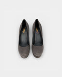 Grey suede heeled pumps