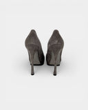 Grey suede heeled pumps
