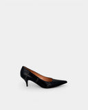 Escarpins noirs à surpiqûres blanches