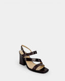 Sandales marron à talon bloc et brides