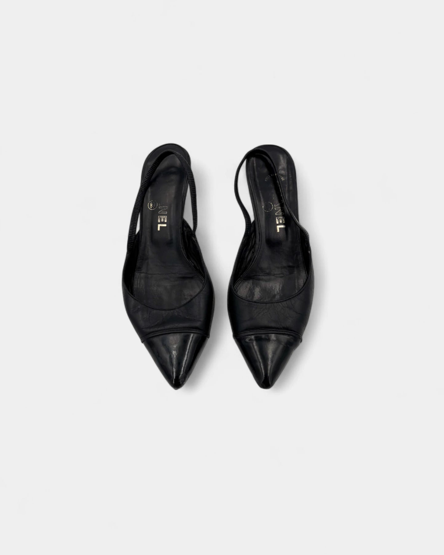 Slingbacks noires bout vernis - 38 EU / 7 US
