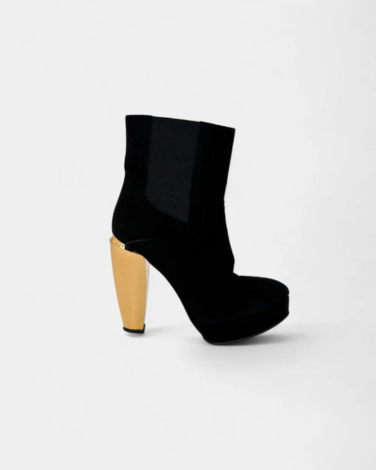 Black ankle boots with gold heels - 38.5 EU / 7.5 US