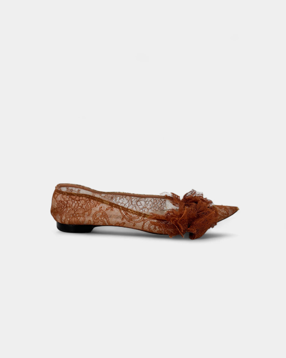 Ballerines marron en dentelle - 39 EU / 8 US