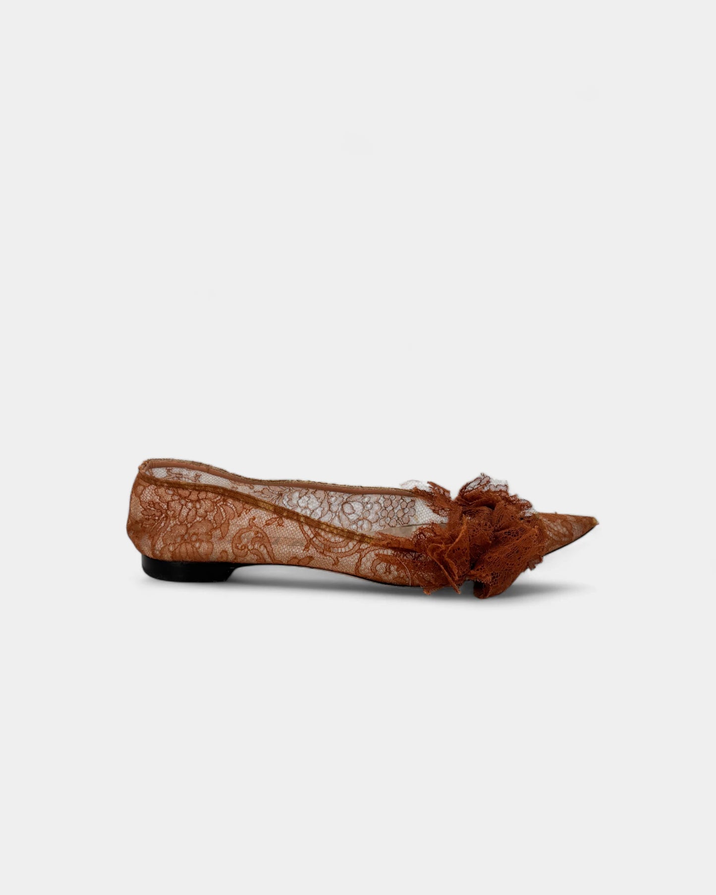 Ballerines marron en dentelle - 39 EU / 8 US