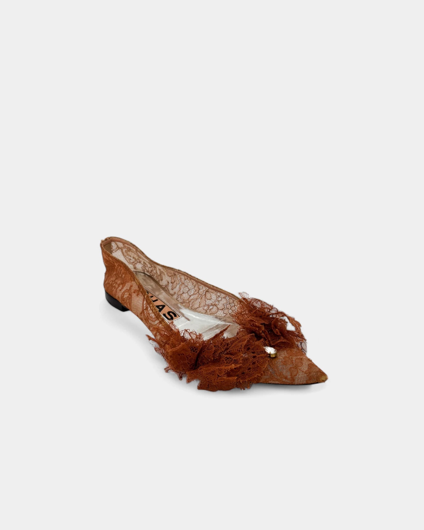 Ballerines marron en dentelle - 39 EU / 8 US