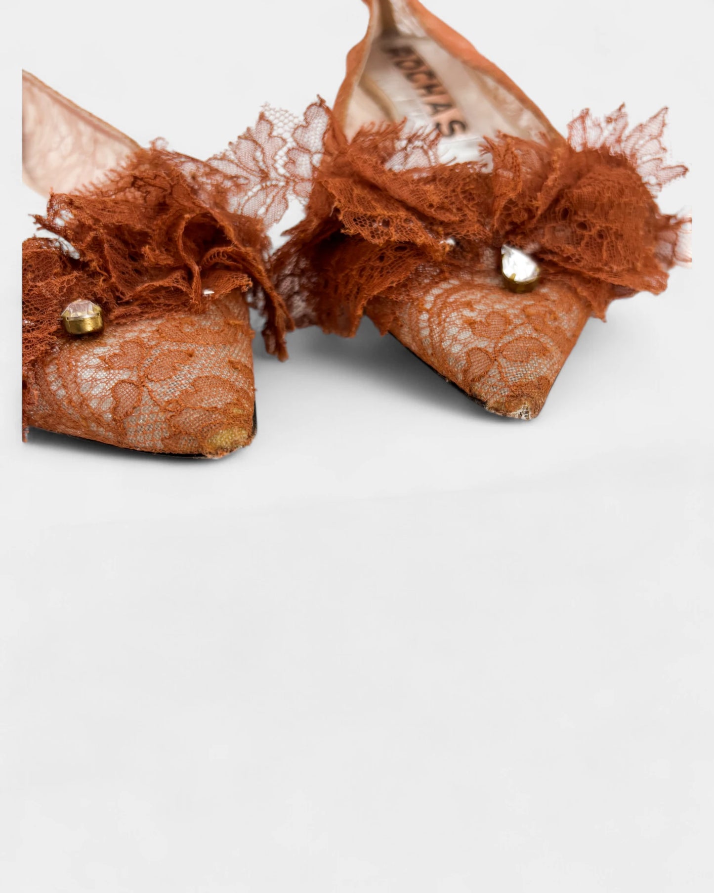 Ballerines marron en dentelle - 39 EU / 8 US