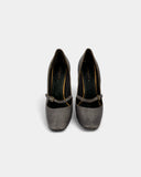 Escarpins gris en cuir