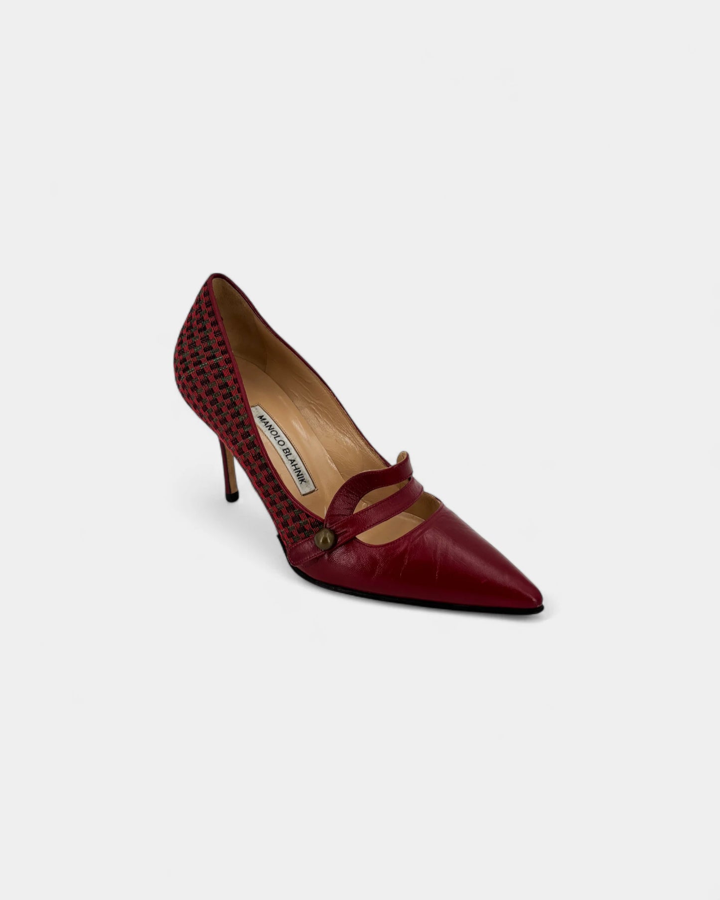 Escarpins noirs en tissu et cuir rouge - 37.5 EU / 6.5 US