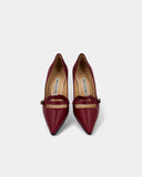 Escarpins noirs en tissu et cuir rouge