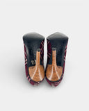 Escarpins en tartan bordeaux à bout pointu