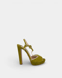 Sandales en daim vert olive à plateforme