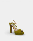 Sandales en daim vert olive à plateforme