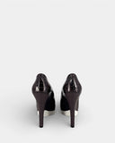 Escarpins en cuir vegan effet croco marron à talon compensé